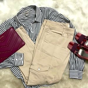 White House Black Market Denim Cargo Pants 10